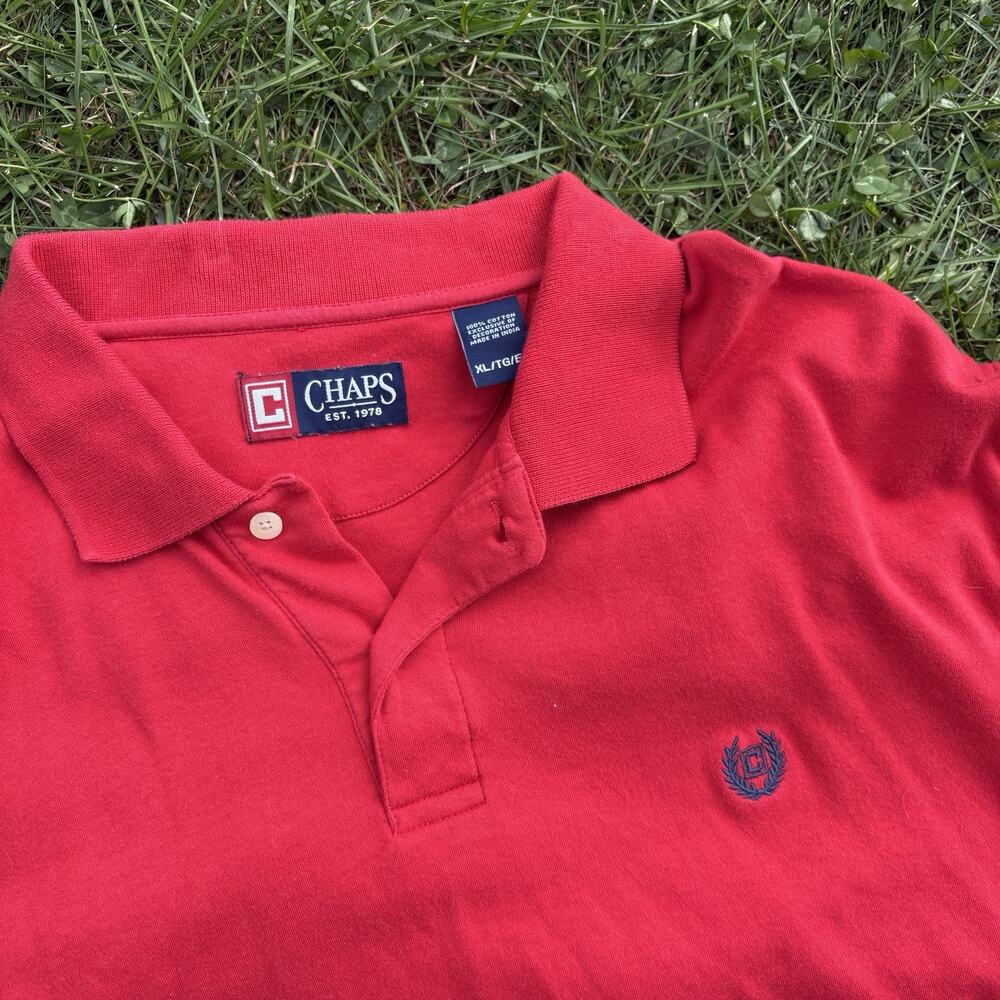 Men's Chaps Ralph Lauren Collared Short Sleeve Polo Shirt Red Size Extra Large